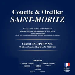 Couette SAINT-MORITZ Hiver 90% Duvet D'Oie Blanc 10% Plumettes 250 G/m² -Literie Magasin couette saint moritz hiver 1