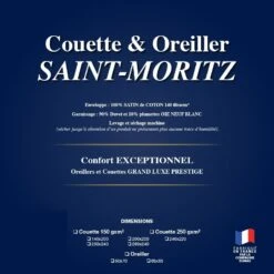 Couette SAINT-MORITZ Hiver 90% Duvet D'Oie Blanc 10% Plumettes 250 G/m² -Literie Magasin couette saint moritz hiver 2
