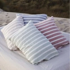 Housse De Couette à Rayures - Collection LIN LAVÉ PREMIUM 100% Lin Lavé 180 G/m² LABEL OEKO TEX Et EUROPEAN FLAX® -Literie Magasin housse de couette a rayures collection lin lave 6