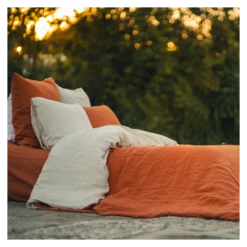 Housse De Couette Bicolore - Collection LIN LAVÉ PREMIUM 100% Lin 180 G/m² European Flax® -Literie Magasin housse de couette bicolore collection lin lave 2