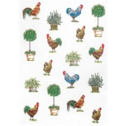 Lot De 3 Torchons COQS Métis 50% Coton 50% Lin - 50 X 70 Cm