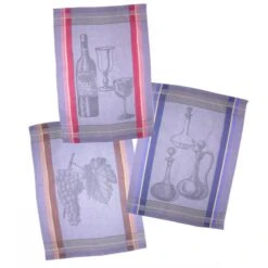 Lot De 6 Torchons VENDANGES 100% Coton - 50 X 70 Cm