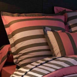 Parure De Draps STRIPE CAMÉLIA 100% Percale De Coton 80 Fils/cm² -Literie Magasin parure de draps stripe camelia 3 pieces extra large dp2802to 1