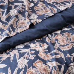Parure Housse De Couette BOTANIC NUIT 100% Satin De Coton 110 Fils/cm²