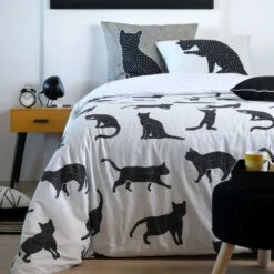 Parure Housse De Couette CHATON 100% Coton 57 Fils/cm²