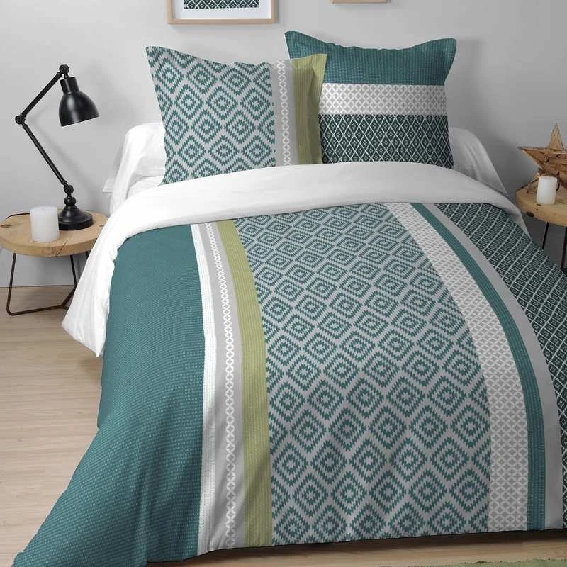 Parure Housse De Couette CURTIS 100% Coton 42 Fils/cm² 3 Parure Housse De Couette CURTIS 100% Coton 42 Fils/cm²