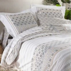 Parure Housse De Couette DIEGO GRIS 100% Coton 57 Fils/cm²