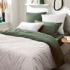 Parure Housse De Couette GABY KAKI 100% Percale De Coton 80 Fils/cm² -Literie Magasin parure housse de couette gaby kaki