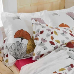 Parure Housse De Couette GINKGO ROSE 100% Percale De Coton 80 Fils/cm²