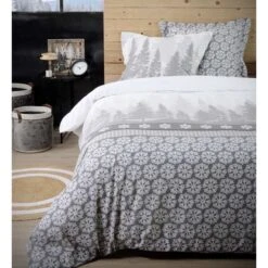 Parure Housse De Couette LAUZIÈRE NATUREL 100% Coton 52 Fils/cm²