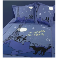 Parure Housse De Couette NIGHT IN PARIS 100% Coton 57 Fils/cm²
