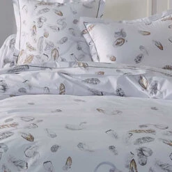 Parure Housse De Couette PLUMES 100% Percale De Coton 80 Fils/cm² -Literie Magasin parure housse de couette percale plumes 1