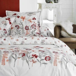 Parure Housse De Couette PETITE FOLIE ROUGE 100% Percale De Coton 80 Fils/cm²
