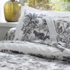 Parure Housse De Couette SAVANE BLANC 100% Satin De Coton 110 Fils/cm²