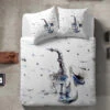 Parure Housse De Couette SAXOPHONE 100% Satin De Coton 80 Fils/cm² 1 Parure Housse De Couette SAXOPHONE 100% Satin De Coton 80 Fils/cm² -Literie Magasin parure housse de couette saxophone