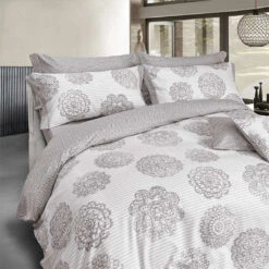 Parure Housse De Couette SPHÈRE GRIS 100% Coton 57 Fils/cm²