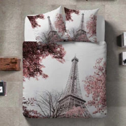Parure Housse De Couette TOUR EIFFEL 100% Satin De Coton 80 Fils/cm²
