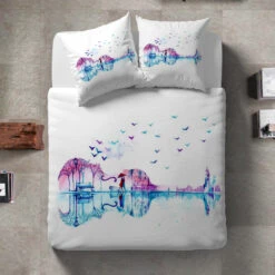 Parure Housse De Couette VIOLONS 100% Satin De Coton 80 Fils/cm²