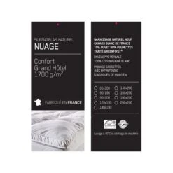 Surmatelas De Confort NUAGE 10% Duvet 90% Plumettes 1700 G/m² 7 Surmatelas De Confort NUAGE 10% Duvet 90% Plumettes 1700 G/m² -Literie Magasin surmatelas de confort grand hotel nuage 1700gm2 2