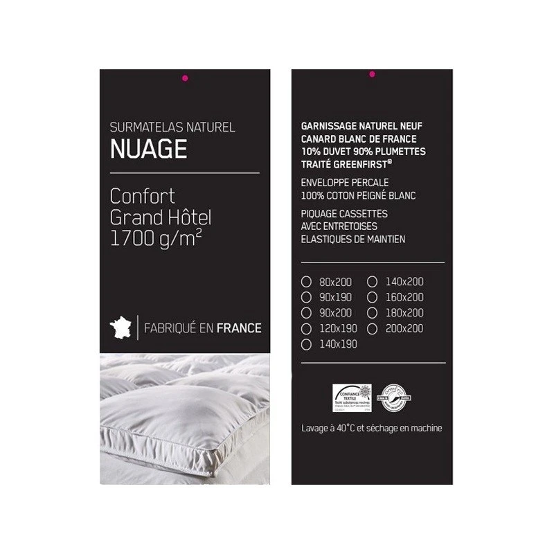 Surmatelas De Confort NUAGE 10% Duvet 90% Plumettes 1700 G/m² 5 Surmatelas De Confort NUAGE 10% Duvet 90% Plumettes 1700 G/m² – Image 3