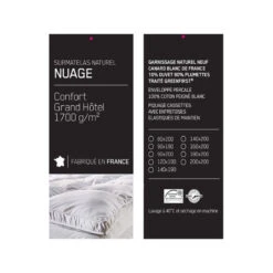Surmatelas De Confort NUAGE 10% Duvet 90% Plumettes 1700 G/m²