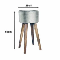 Tabouret WOODLAND - 4 Pieds 100% Polyester - Toucher Velours
