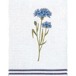 Torchon Nid D'Abeille BLEUET 100% Coton Brodé - 50 X 70 Cm