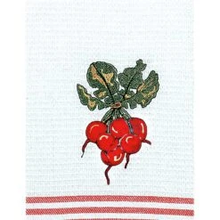 Torchon Nid D'Abeille RADIS 100% Coton Brodé - 50 X 70 Cm